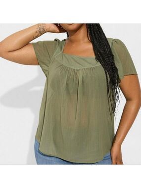 2X - Torrid | Crinkle Chiffon Flutter Sleeve Top